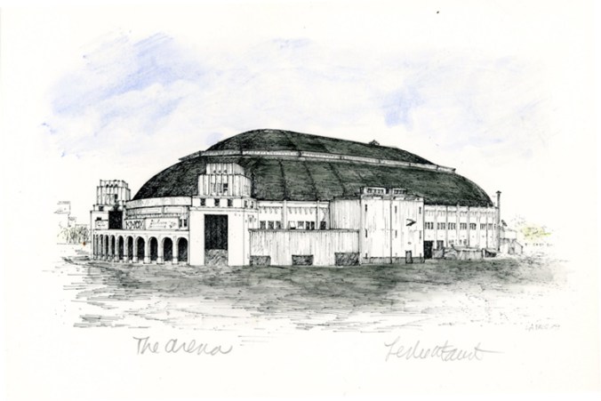 The Arena - pen & ink drawing St. Louis landmark